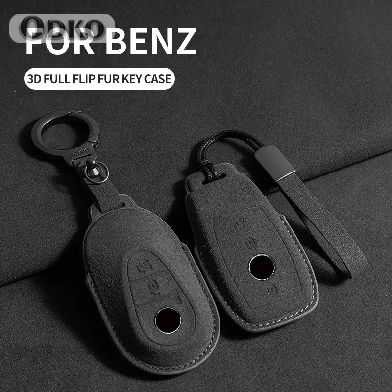 Shel de couverture de cas de clés à distance de voiture en daim pour Mercedes Benz A C E S G CLASSE GLC CLE CLA W177 W205 W213 W222 X167 AMG Keyl