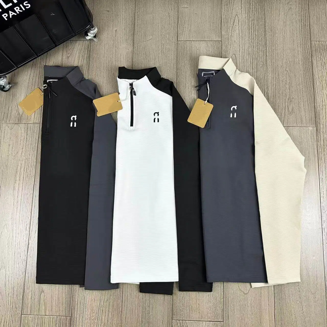 Windproof Half Zip T Shirts Men Cycling Jersey Stand Collar Stretch Spliced Top Outdoor Sport Bike Riding Long Sleeves
