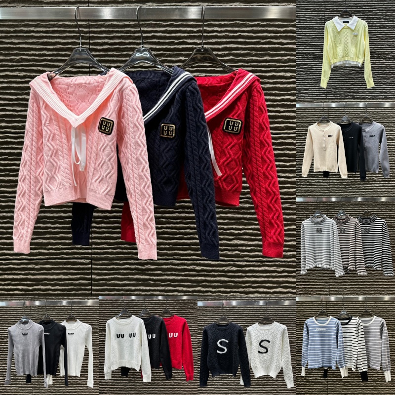 Women Casual Letter Embroidered Sweater Versatile Crew Neck Long Sleeve Knitted Pullover Daily Slim Fit Basic Tops