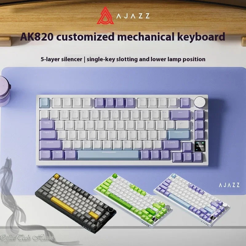Tastiera meccanica AJAZZ AK820, layout al 75% - Tastiera da gioco compatta retroilluminata RGB, montata su guarnizione, sostituibile a caldo per bui