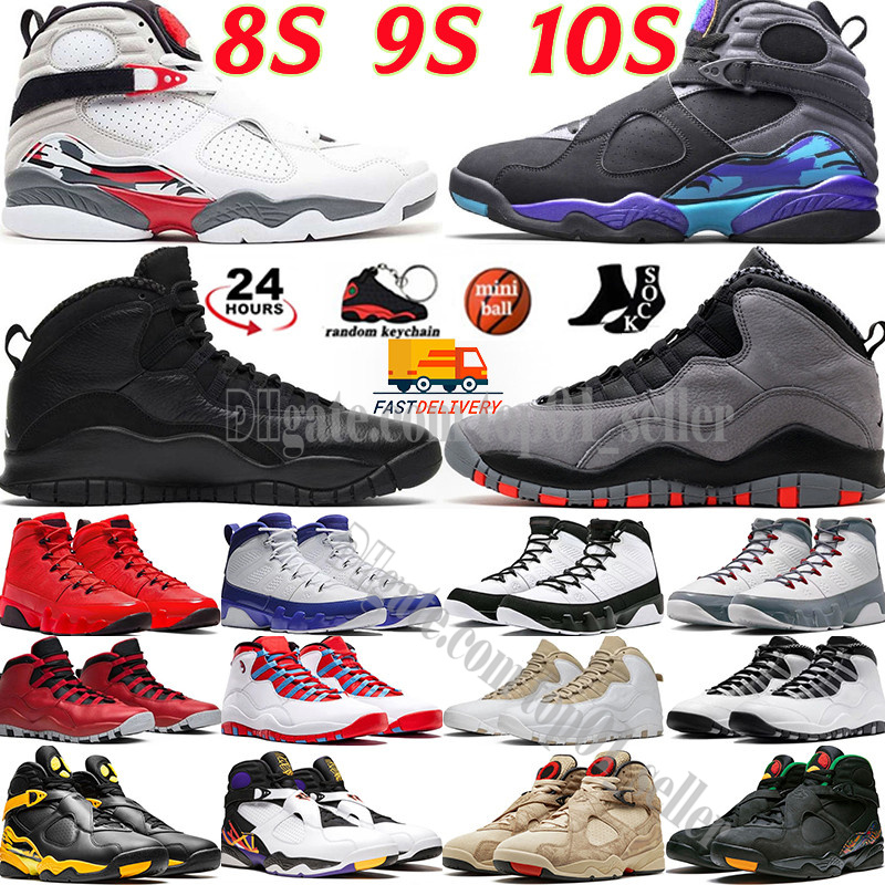 8 9 10 Mens Basketball shoes 8s Playoff Aqua Chrome South Beach Black Cool Grey 10s Bulls Over Broadway 10th Anniversary 9s Particle Grey Powder