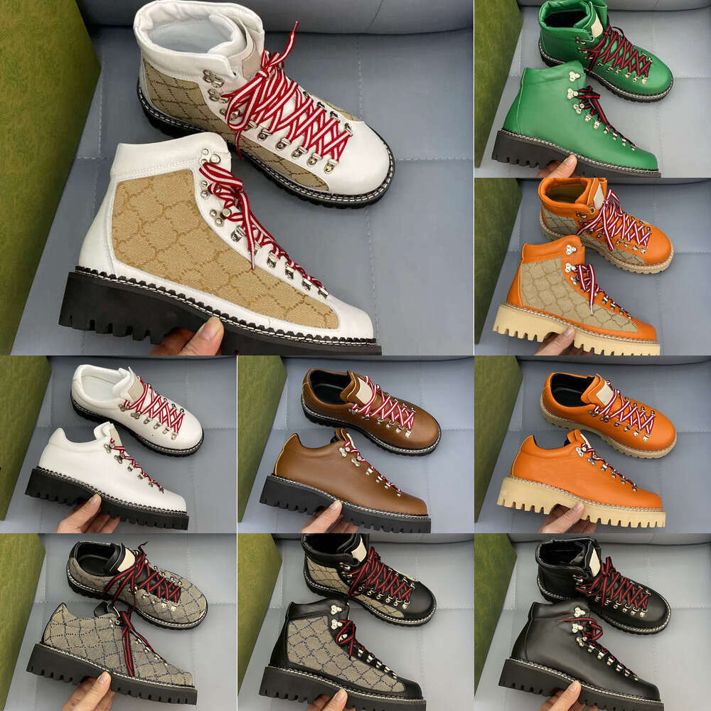 TOP Designer de luxe Femmes Hommes Randonnée Botte Ronde Lacets Rouges Impression Multi Style Bottines Hommes Femmes Randonnée Mode Nylon Cuir Da
