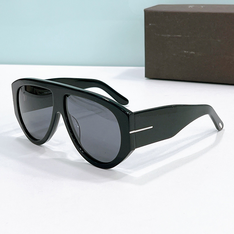 Summer popular sunglasses mens pilot glasses 1044 classic retro oval brown lenses shiny black temple logo random box