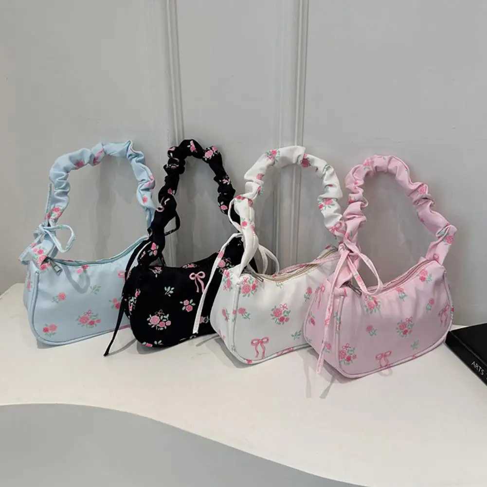 Sac à bandoulière de grande capacité Sac à bras floral plissé d'automne 2024 Nouveau design Sweet Drag Commulation BagxJ250420