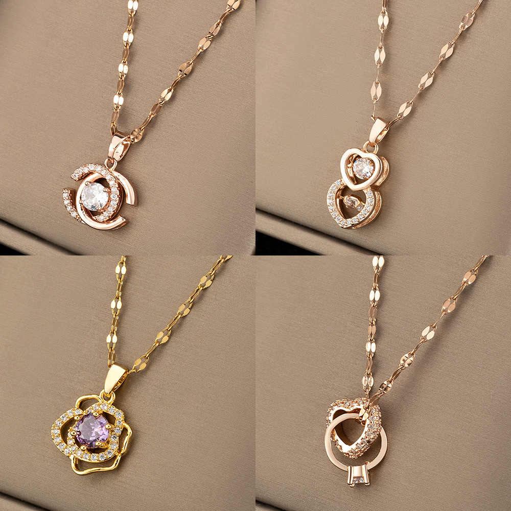 Double loop heart clavicle chain light moissanite chain designer necklace designer necklace for woman diamond chain luxury jewelry women mens nec
