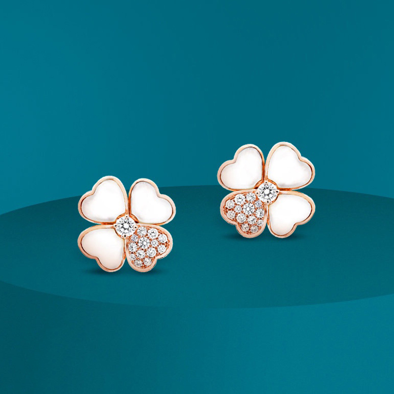four leaf clover suit Earrings Made of natural shells and natural agate Gold Plated 18K designer for woman T0P quality fashion jewelry with box 0