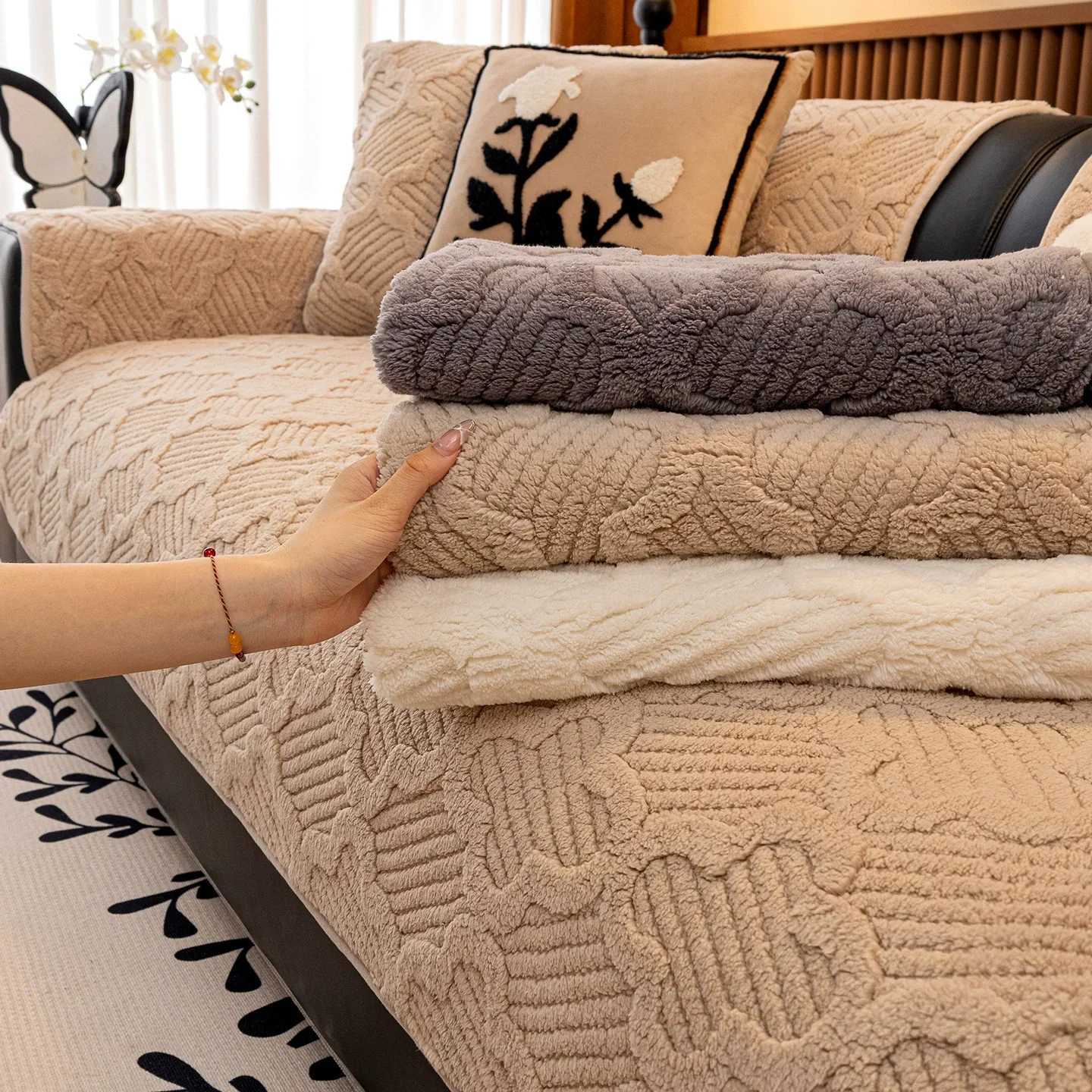 Sofa Cushion 2025 New High-end Sense Straight Row Sofa Cushion Four Seasons Universal Anti-slide Cover Cloth Towel C251121-image-1085582666