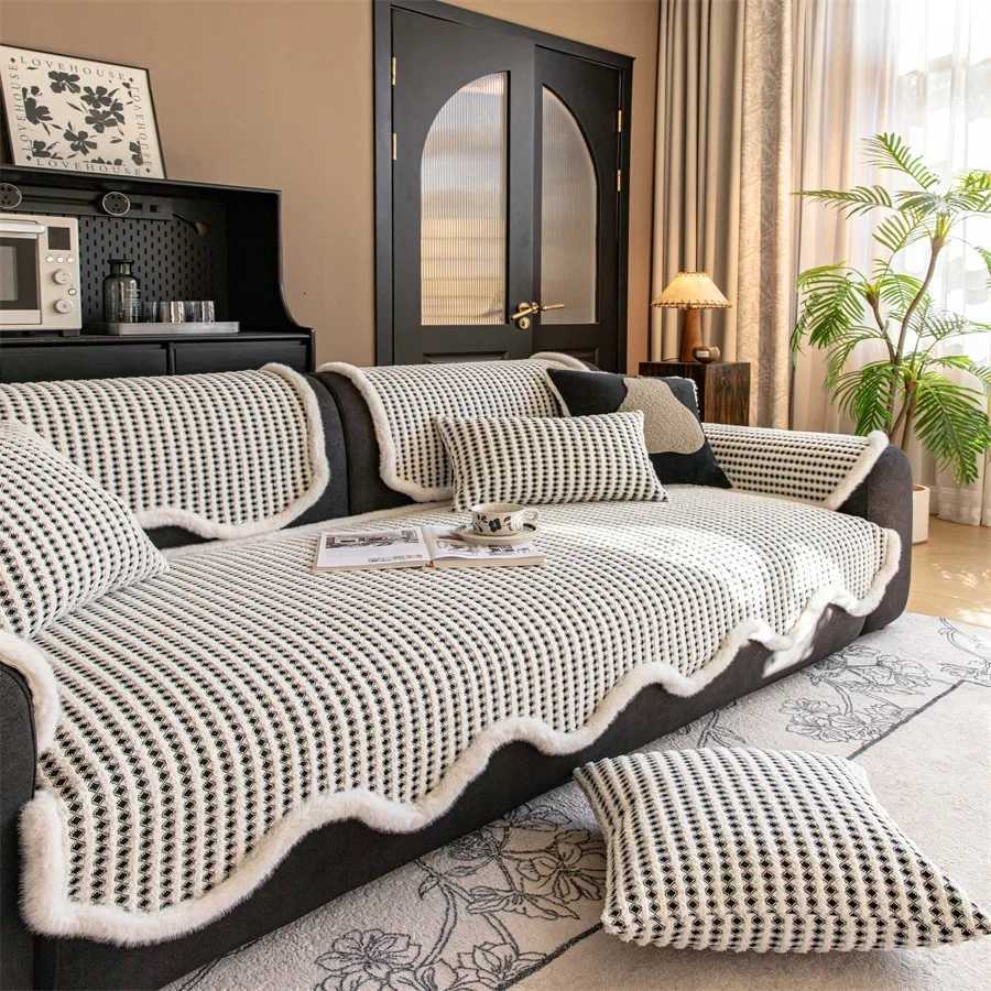 French High-end Sofa Cushion All Seasons Universal 2025 New Entry Luxury Non-slip Chenille Straight Row Cushion Sofa Cover C251121-image-1085582104
