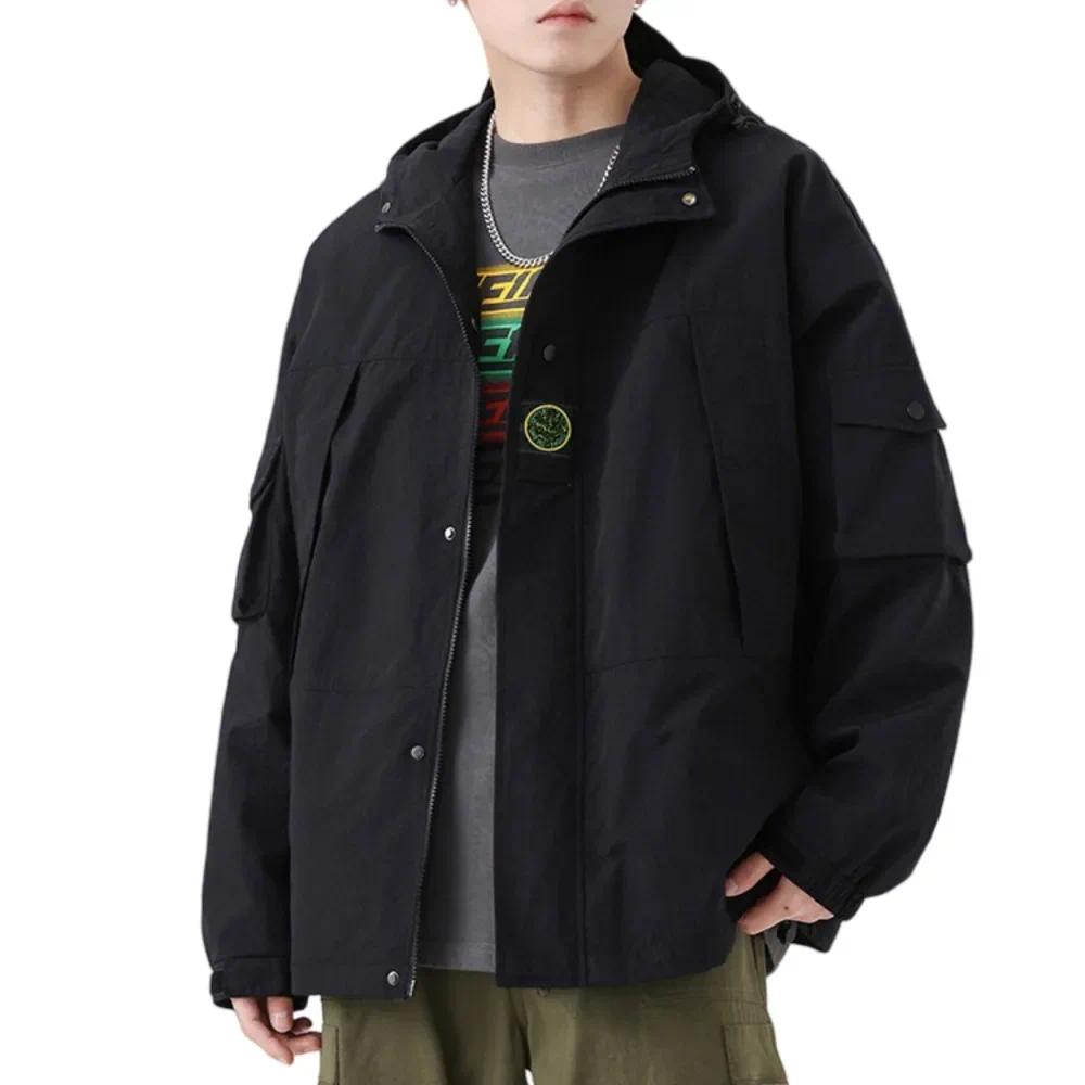 Mens Designer Stones Style Jacket Top Compass Patch Luxury Style Jacket For Islands Camping Hiking Windproof Outdoor Jacket Soild Hooded Techwear