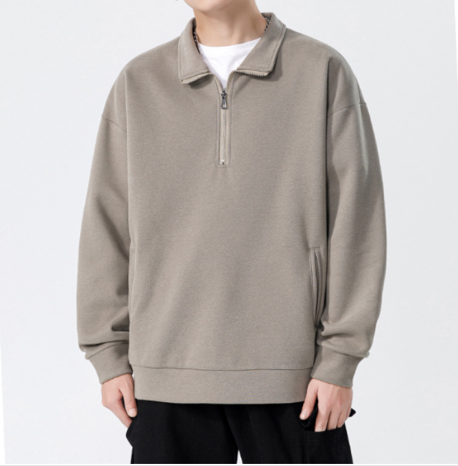 257 Turtleneck Sweatshirt for Men Autumn and Winter Thickened Loose Trendy Solid