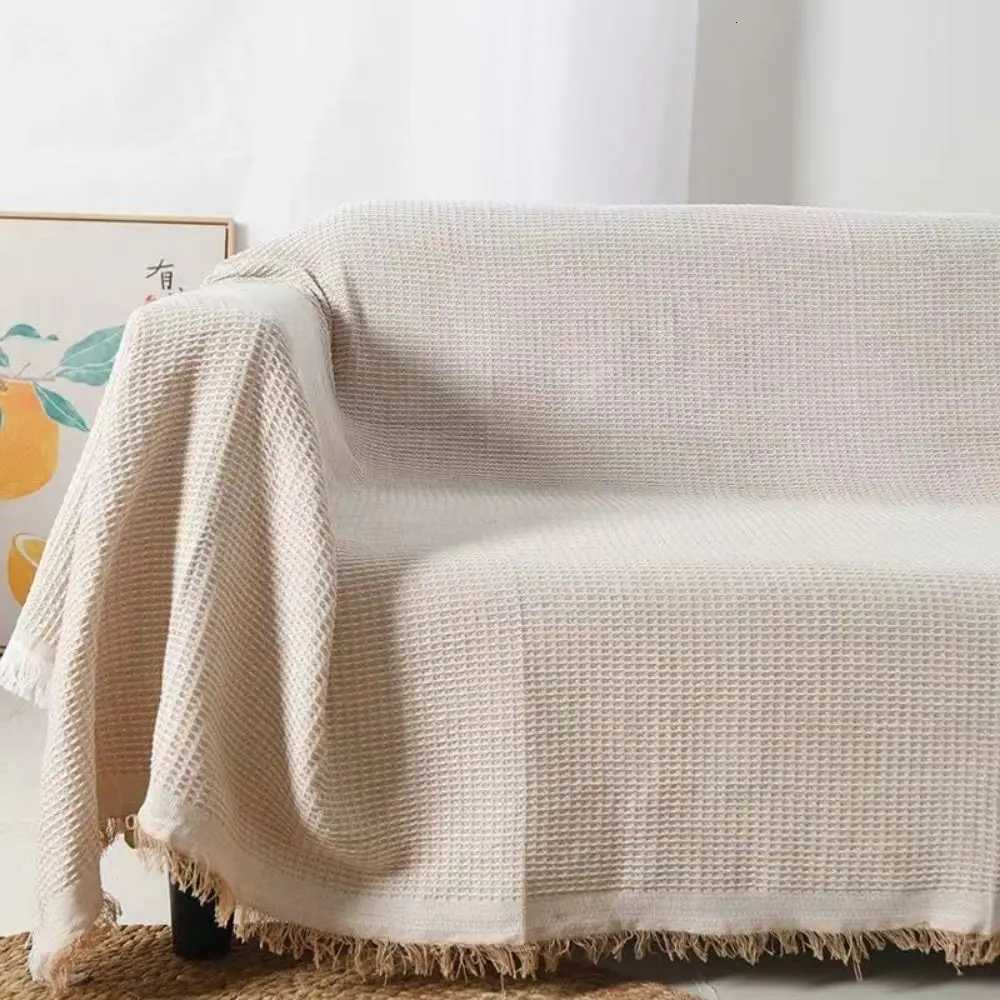 New Nordic Knitted White Sofa Towel Anti-slip with Tassels Throw Blankets Multi-purpose Luxury Bed Sofa Couch C251121-image-1085581635