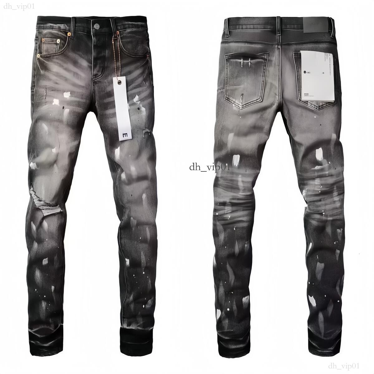 Designer Purples Jeans Denim Hole Stampa in cotone Pantaloni Moda Purples Camicia in cotone traspirante dritto retrò motociclista Jeans slim fit di
