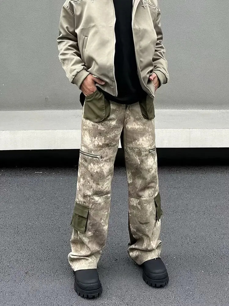 2024 Ropa Y2K Fashion Multi Pocket Camouflage Bag Jeans Cargo Pants Mens Patchwork Gothic Casual Spodnie 250409Z
