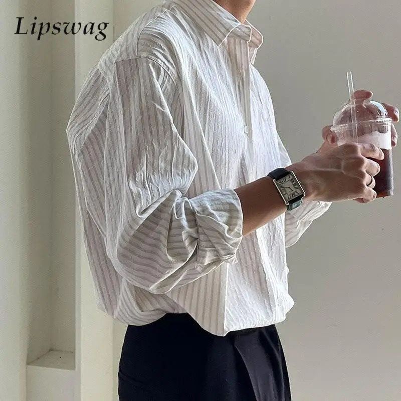 Old Money Style Autumn Stylish Striped Printed Shirts Long Sleeve Button up Turn down Collar Mens Casual Shirt 251120