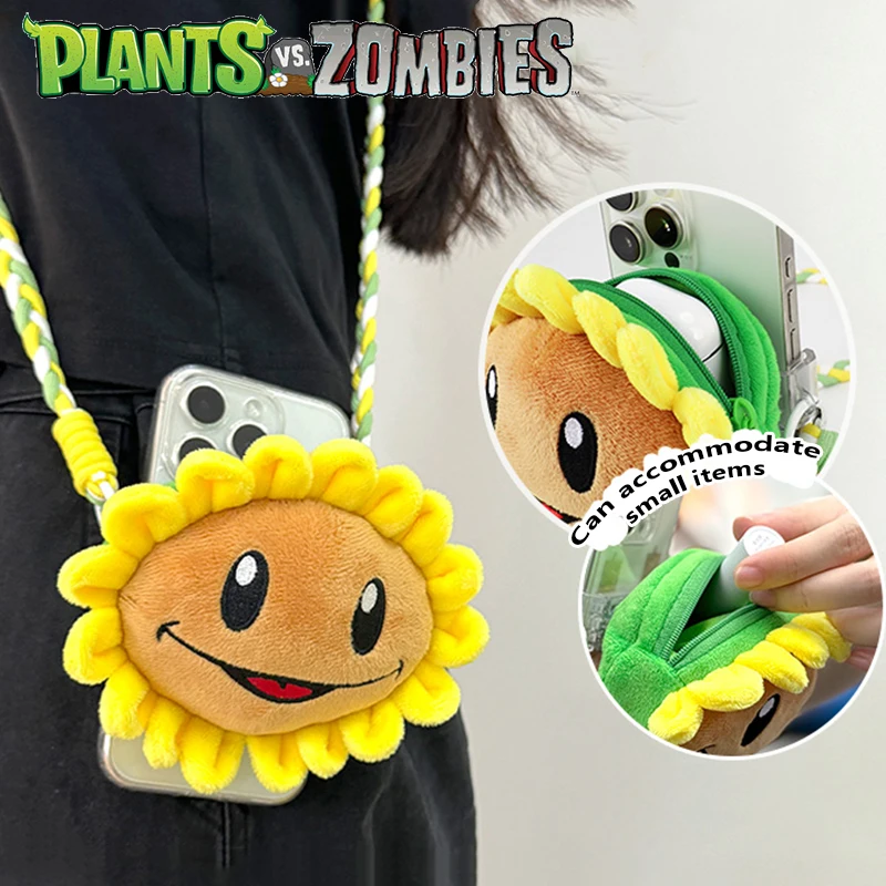 Plants vs Zombies 2 Sunflower Plush Cell Phone Back Holder Plush Doll Toy Figures Soft Sunflower Coin Purse Kid Gifts-image-1054448547