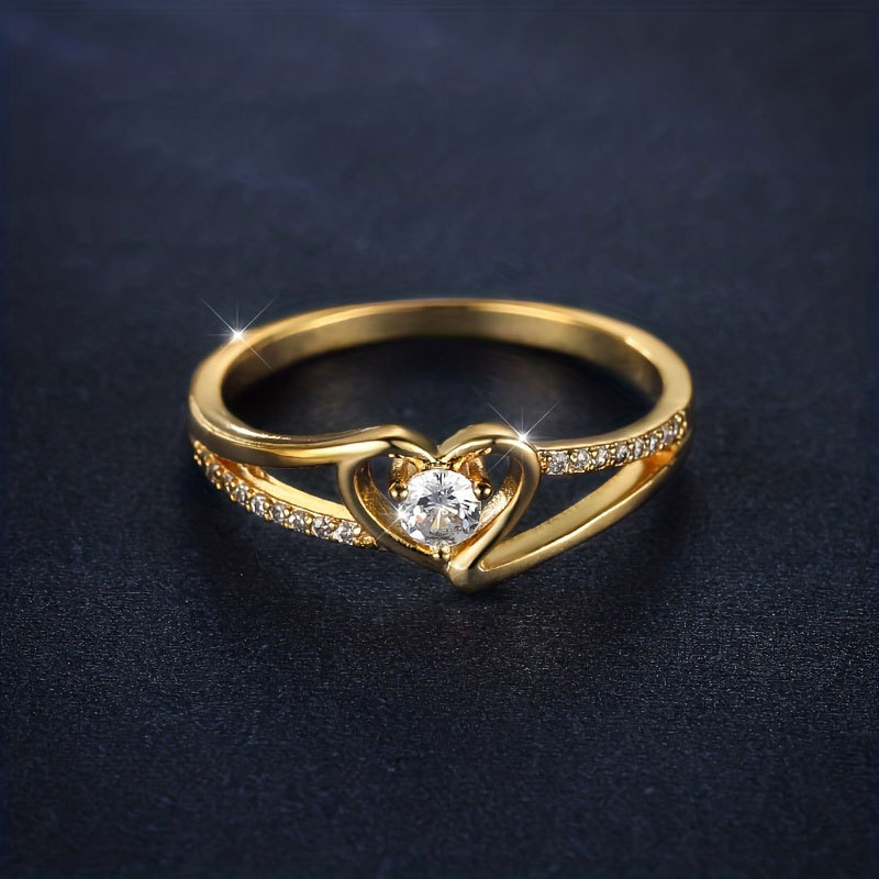 New popular womens ring heart-shaped Gold inlaid with cubic zirconia High quality gold designer diamond ring rings designer for women engagement