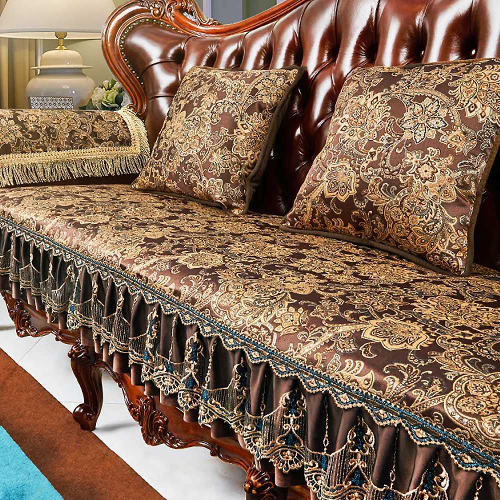 European Style Sofa Covers Luxury Solid Chenille Anti-slip Couch Cushion Living Room Sofa Armchair Towel Slipcover Home Decor C251121-image-1085581609