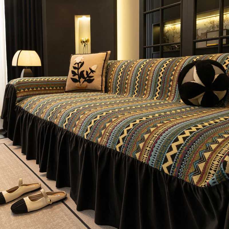 Light Luxury Sofa Cover Cloth Blanket Large Flower Sofa Towel Dirty and Anti-cat Scratch Sofa Cushion Anti-slip C251121-image-1085581808