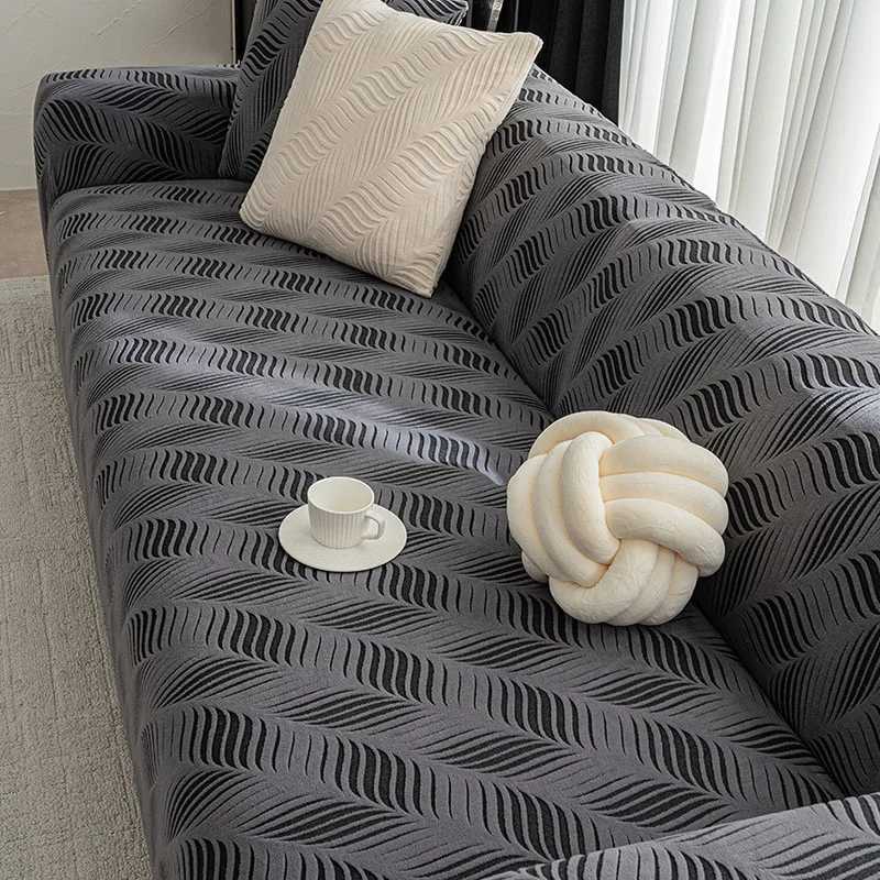 Luxury High Elasticity Sofa Cover Diagonal Leaf Corner Couch Cover for Living Room All-Season Velvet Dust-Proof Home Accessories C251121-image-1085581236