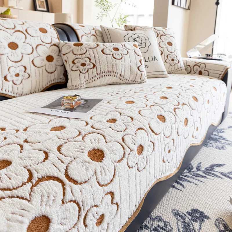 Luxury Flower Jacquard Soft Sofa Cushion Irregular Thick Plush Couch Slipcover Warm Anti Slip Home Accessories for All Seasons C251121-image-1085581430
