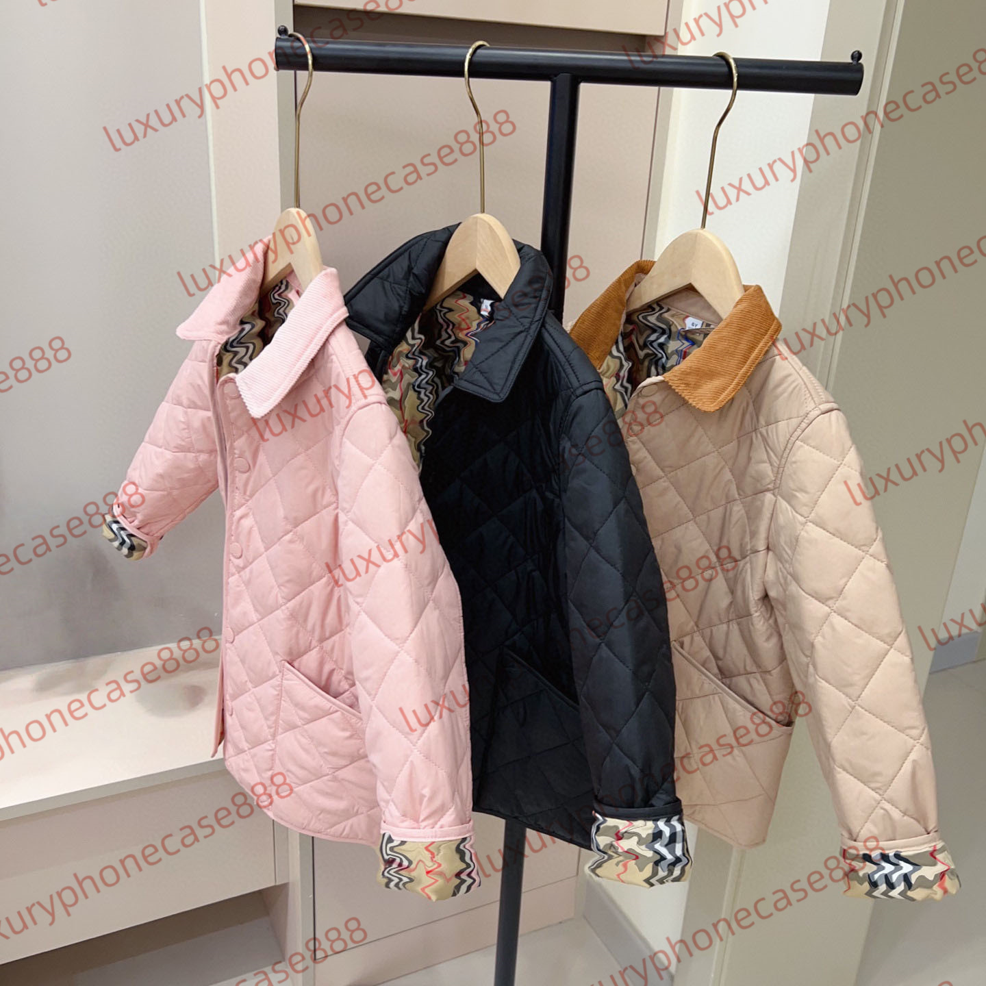 kids designer coat kids puffer jacket jacket stand collar B grid printed square collar Luxury kids coat Warm Coat Solid color casual high quality-image-1085484778