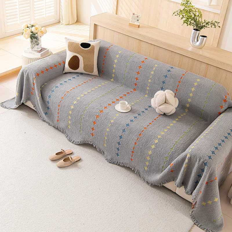 1PC Sofa Towel Retro Striped Light Luxury New Autumn and Winter Thickened Anti-cat Scratch Sofa Cover Cloth Home Textile C251121-image-1085582684