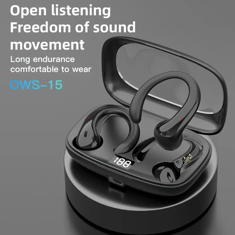 OWS-15 Wireless Earphones Wireless 5.3 Touch Control Active Noise Reduction Long Battery Life Silicone Comfortable Open Ear Design Type-C Chargin-image-1054411952