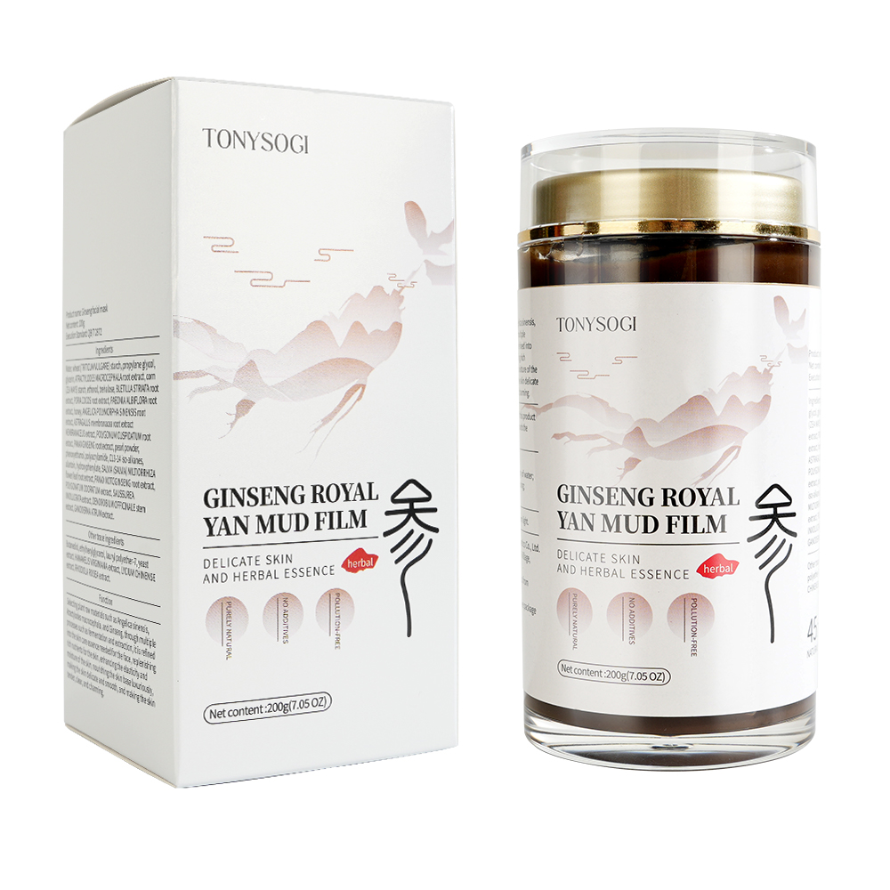 Herbal Anti-Aging Ginseng Mud Mask from TONYSOGI - Hydrating & Exfoliating, 7.05 Ounces, Natural Herbal Face Treatment, 200g Packaging-image-1054378928