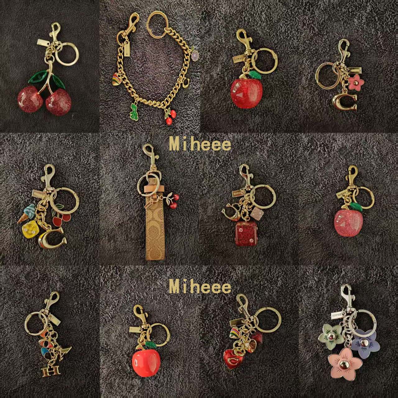 Designer Cherry Bag Charm Women Key Rings keychain Retro-Cool Cherry Motif In Glittery Resin Clip it To Favorite Bag Set of Keys Refreshing Style ke