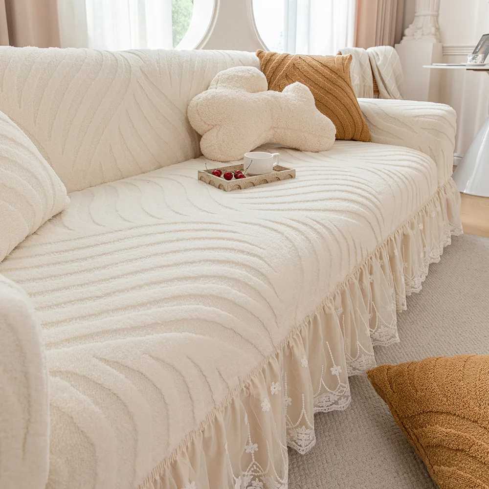 Luxury Jacquard Sofa Cover with Ruffle Non-Slip Dustproof for 1-4 Seater Sofa Machine Washable All-Season Home Decorations C251121-image-1085581095