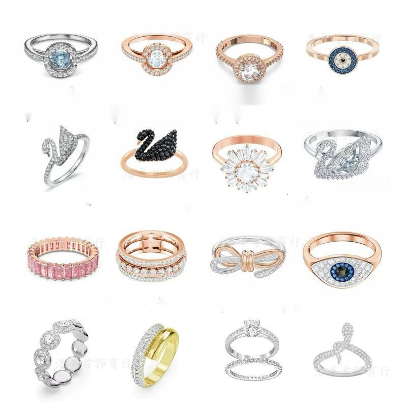 Swan Ring Woman Jewelry Designer Swarovksily Ring for Woman High Version Swan Demon Eye Ring for Women Using Elements Shiqi Luminous Crystal Ring