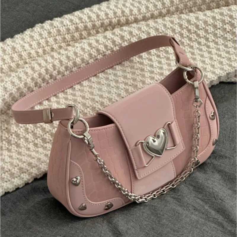 New Fashion Shoulder Bag 2025 PU Womens Bag Sweet Cool Subculture Pink Cross Body Bag W250421