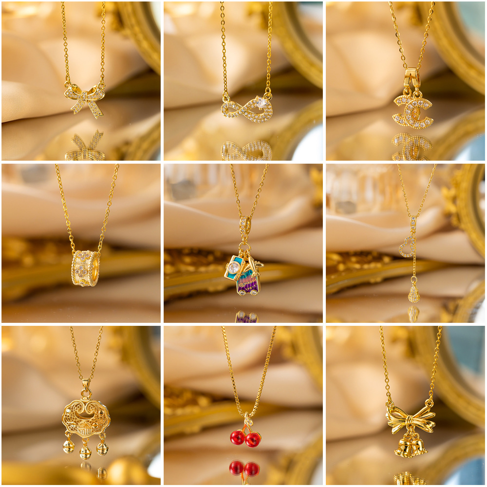 High-quality elegant light luxury full zircon copper micro inlaid necklace designer necklace for woman diamond chain luxury jewelry women mens neckl