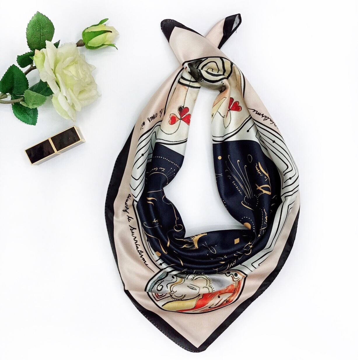 Fashion Women Girls Summer Bright Colors Charms Bohemian Style Thin Small Square Silk Scarf Accessory