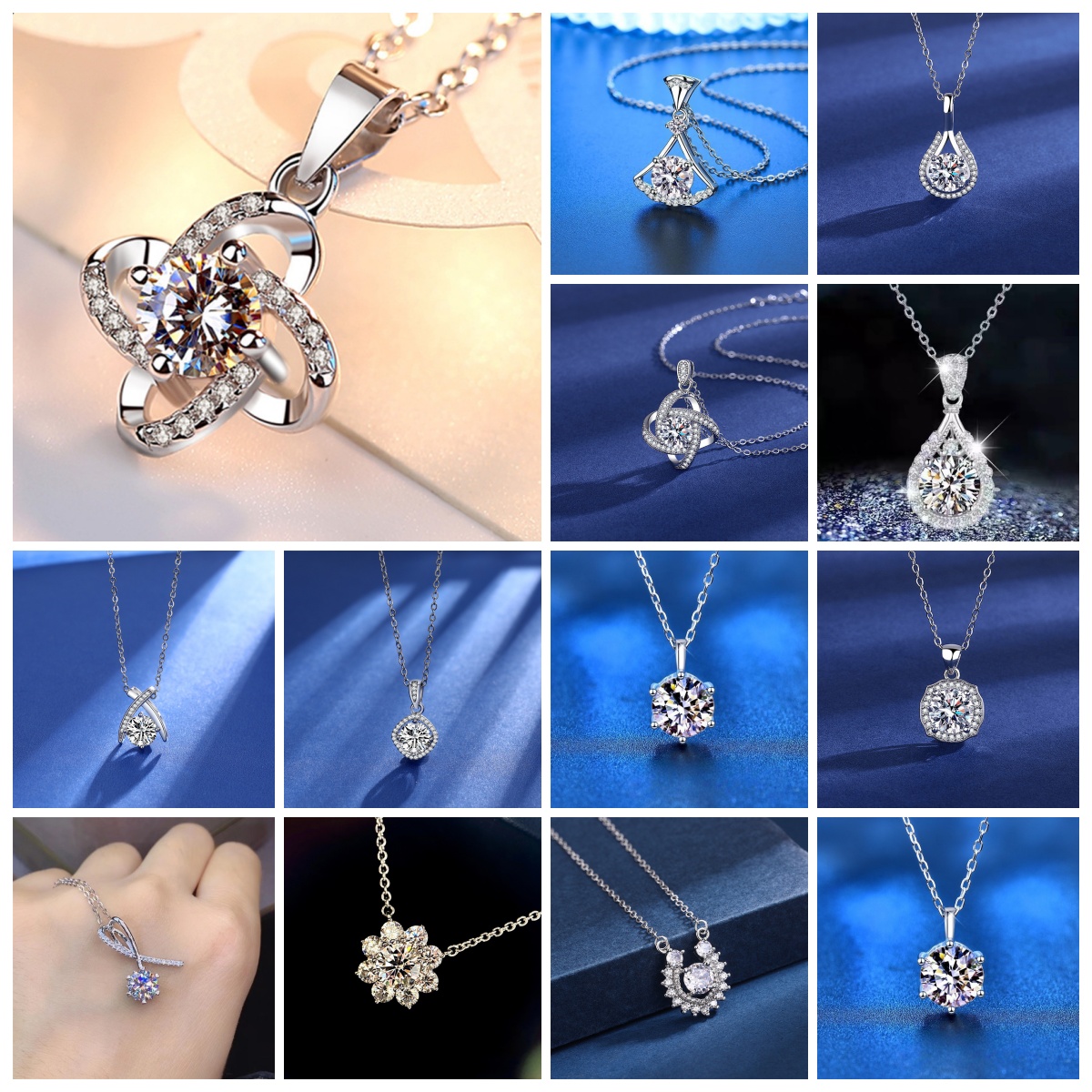 Moissanite Necklace for Women Plated with PT950 Platinum Collarbone Chain designer necklace gold for woman diamond chain luxury jewelry women men