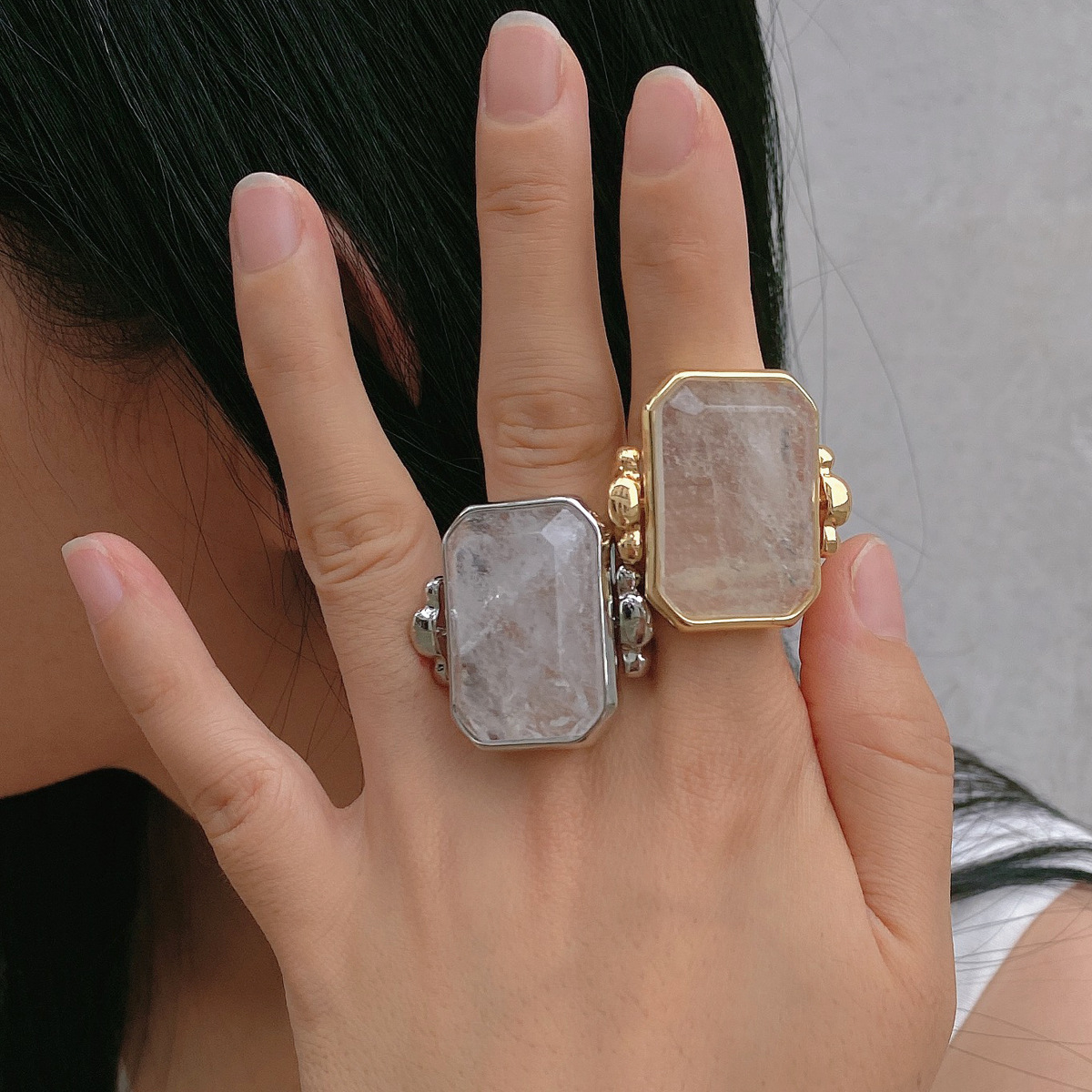Vintage large square crystal ring gold designer diamond ring rings designer for women engagement men love ring rings New style of cube sugar gem