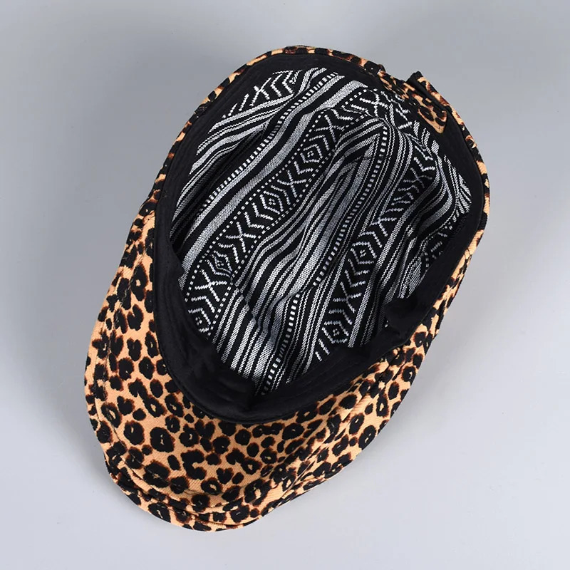 Leopard Print sboy Cap Cotton Spring boina mujer Summer Beret Females Hat French Retro Peaky Blinders Flat Hat 250420