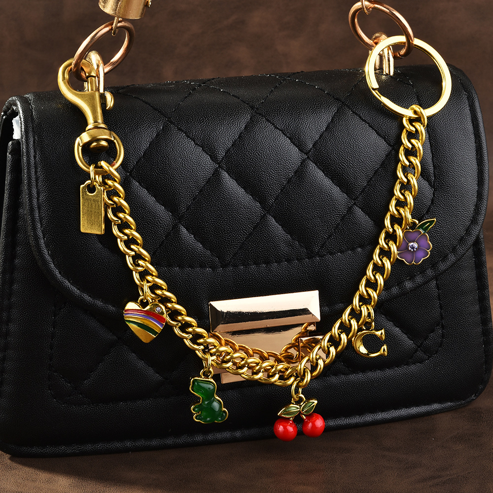 Cherry Bag Charm Women Key Ring Designer keychain Retro Cool Cherry Motif In Glittery Resin Clip it To Favorite Bag Set of Keys For Refreshing Style