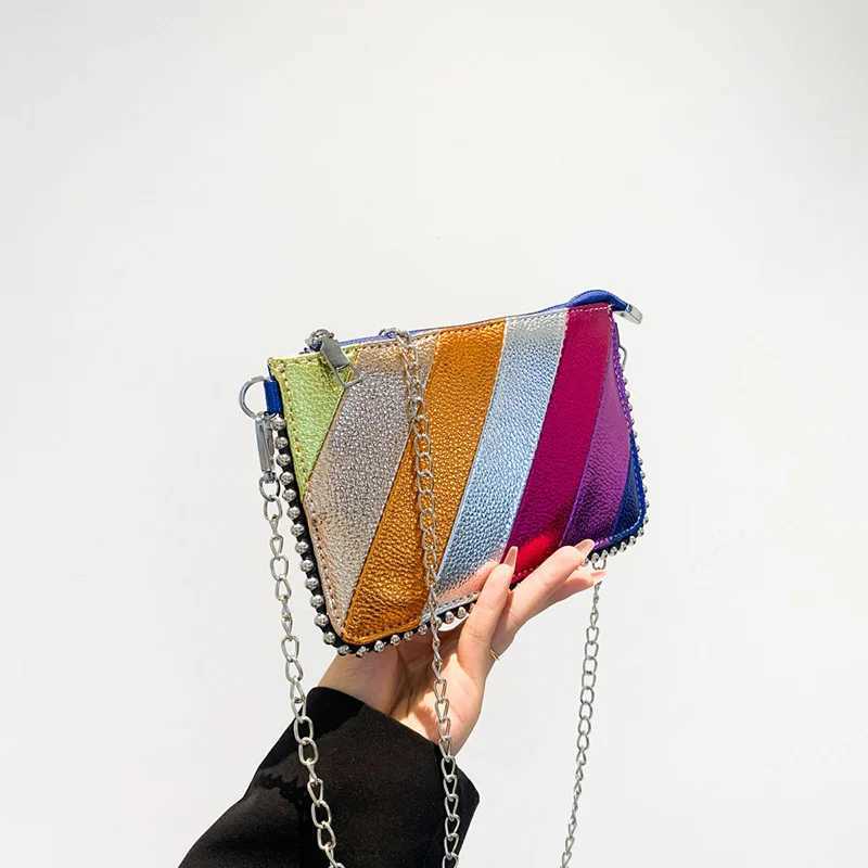 Fashion chain bead womens cross body bag designer handbag luxury contrasting color womens shoulder bag brand womens small wallet W250421