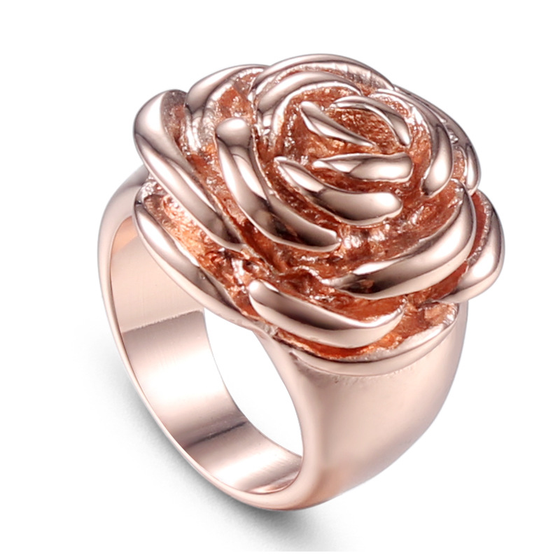 Rose Flower Ring For Women Wedding Gift Luxury Jewelry Gold Color Stainless Steel Ring Bague Femme Anillos Mujer High quality gold designer diamond