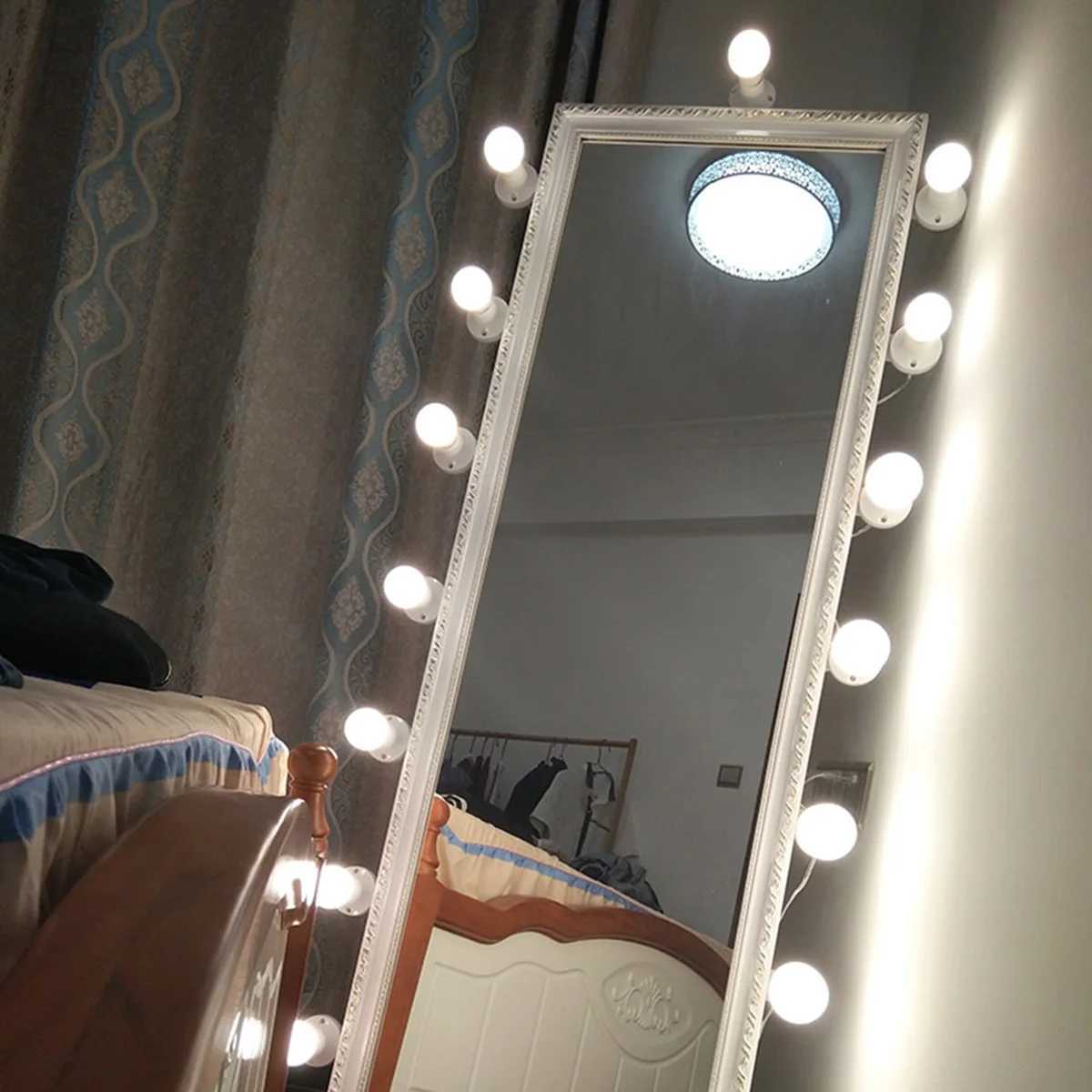 1 ensemble de guirlandes lumineuses LED pour miroir, 3 couleurs, luminosité réglable, protection des yeux alimentée par USB, sans scintillement,
