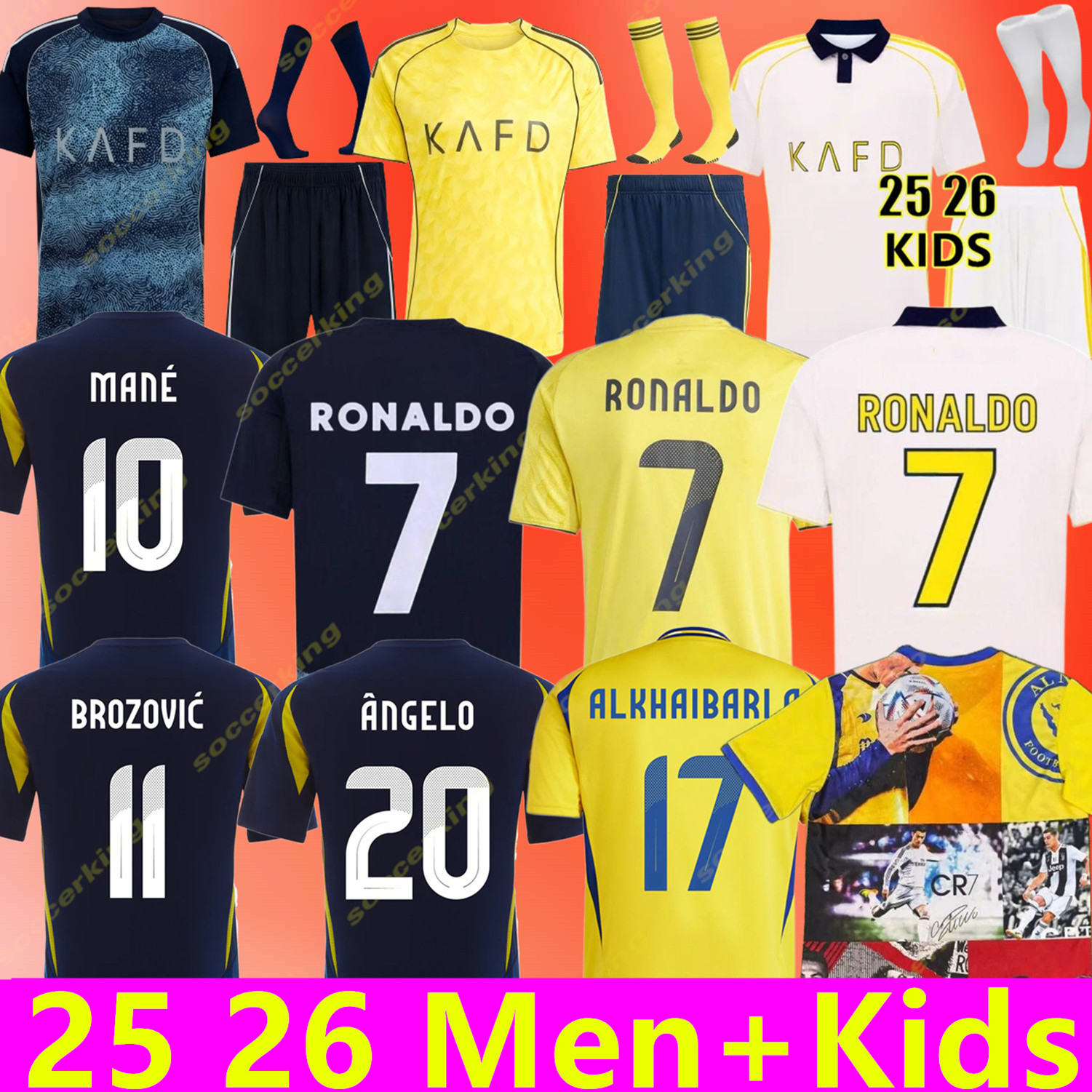 25 26 Al Nassr FC soccer Jerseys Ronaldo MANE BROZOVIC 2025 2026 Home away CR7 kids kit Martinez Talisca Ghislain Konan OTAVIO Vincent Aboubakar-image-976098503