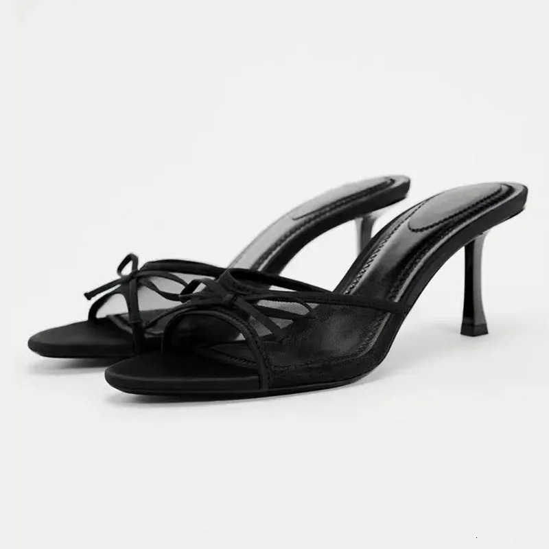 2024 Women Summer New High Heel Sandals Versatile Simple Slim Heel Sandals Slippers 251204