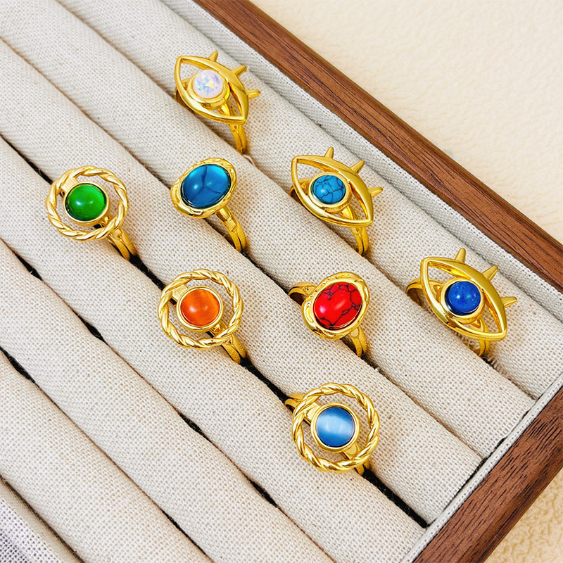 New retro genuine gold-plated oval raw stone ring High quality gold designer diamond ring rings designer for women luxury jewelry men love ring ring