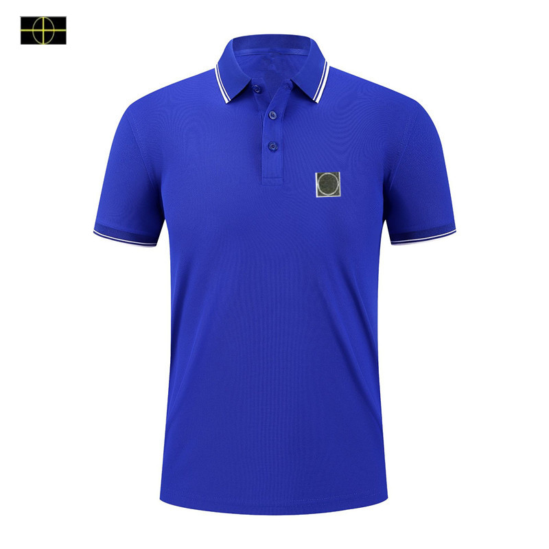 T-shirt à manches courtes et col de couleur unie pour homme, Polo décontracté avec pierres, nouvelle collection été, 012