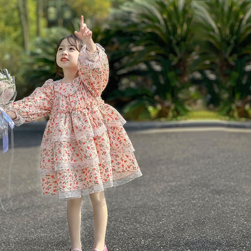 D758 Autumn/Winter Girls&#039; Dresses 2024 Spring/Autumn New Princess Dresses Children&#039;s Stylish Extra Long French Dresses for Babies-image-1085775091