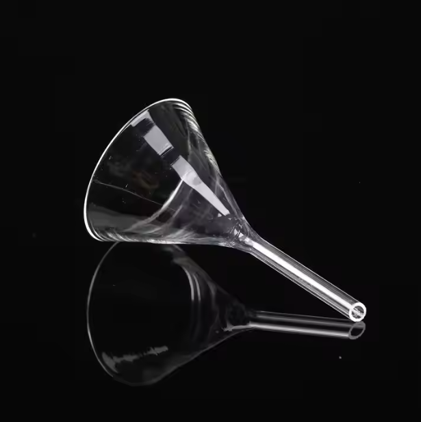 High Temperature Resistant Quartz Glass Cone Wholesale Quartz Glass Funnel with Long Neck-image-1085723987