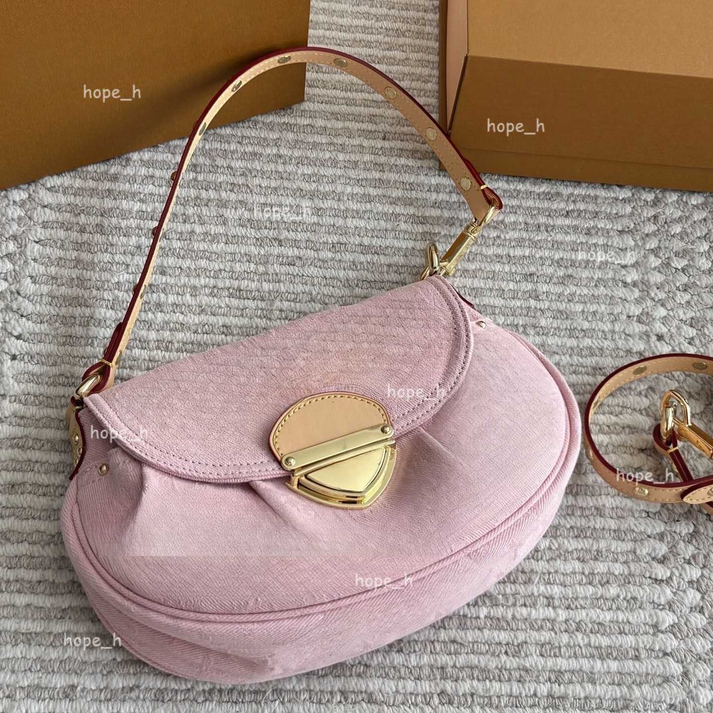Sacs à bandouliers Designer Pink Denim Hobo Crossbody Bag Femmes Fashion Fashion Sac à main sans bras décontracté Sac de messager féminin vintage