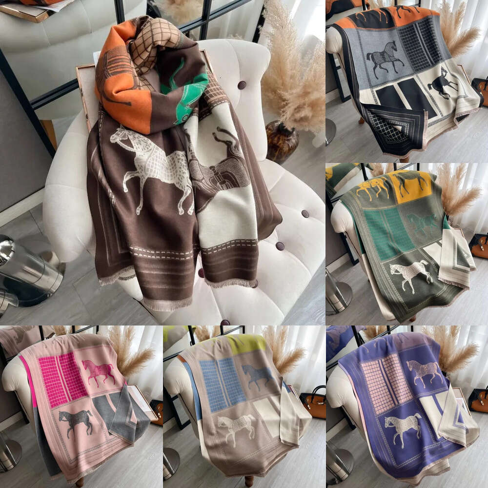 Designer Scarves Elegant Women Pashmina Autumn Winter Thick Warmth Double Sided Tassel Shawl Coldproof Windproof Blanket Scarf