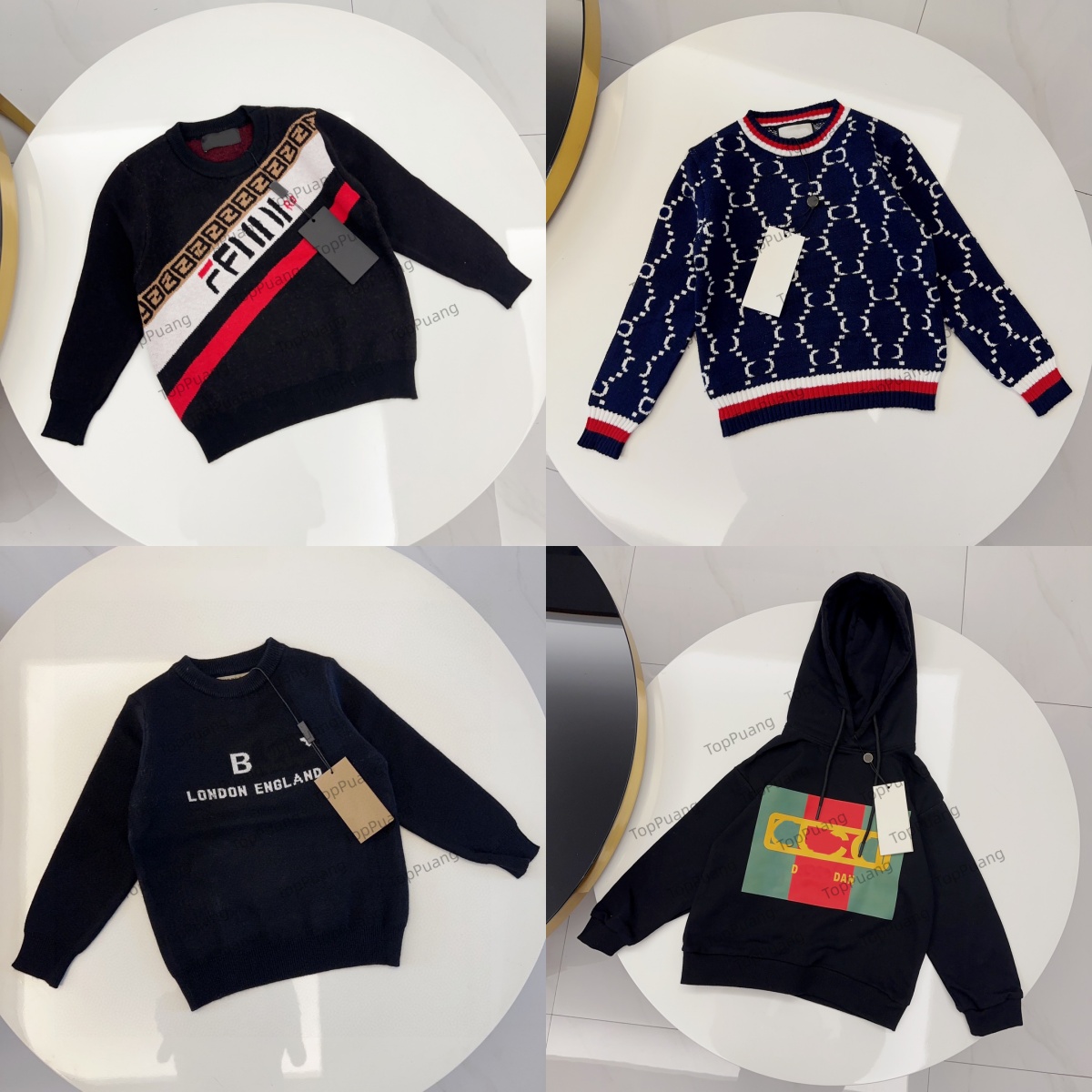 Kids Sweater Girls Boy Fashion Pullover Knitted Sweatshirts Letter Hooded Sweaters Baby Child Casual Warm Winter Top 12 Styles Size 90-150